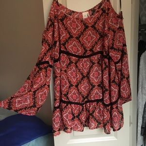 PAPER CRANE Boho Hippy Top with Bell Sleeves